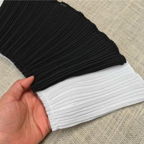 1Yard Pleated Elastic Lace Fabric 17cm Chiffon Lace Collar Ribbon Trim DIY Curtain Trimmings Clothing Wedding Dresses Decor X07