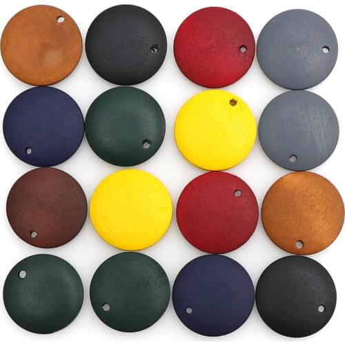 50pc 15/20mm Dia Flat Round Wooden Beads Earring Straight Hole Loose Wood Spacer Beads For DIY Bracelet Jewelry Making