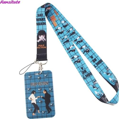 Ransitute R1378 Movie Pulp Fiction Creative Lanyard Card Holder Student Hanging Neck Mobile Phone Lanyard Badge
