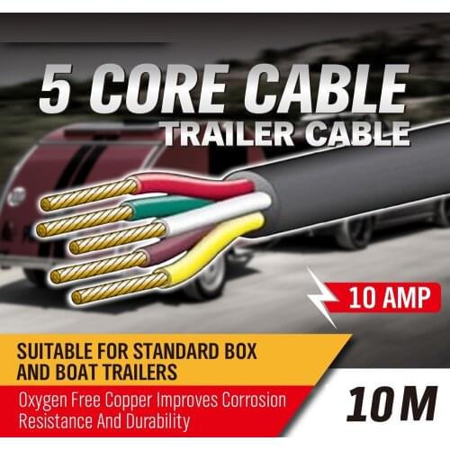 SEDY 10M 5 Core Trailer Cable 2.5mm Train Wire Caravan Plug Socket Wiring NARVA 5852
