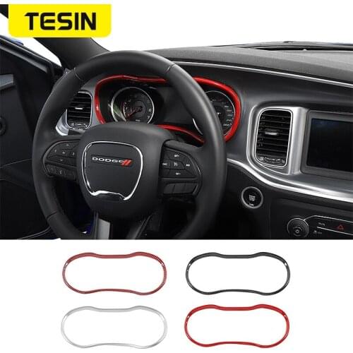 TESIN Interior Mouldings For Dodge Charger 2015 Car Dashboard Decoration Cover Ring Stickers Accessories For Dodge Charger 2015