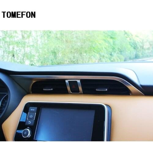 TOMEFON For Nissan Kicks 2017 Car Styling Stainless Steel Middle Air Vent Outlet Cover Trim Molding Auto Interior Accessories