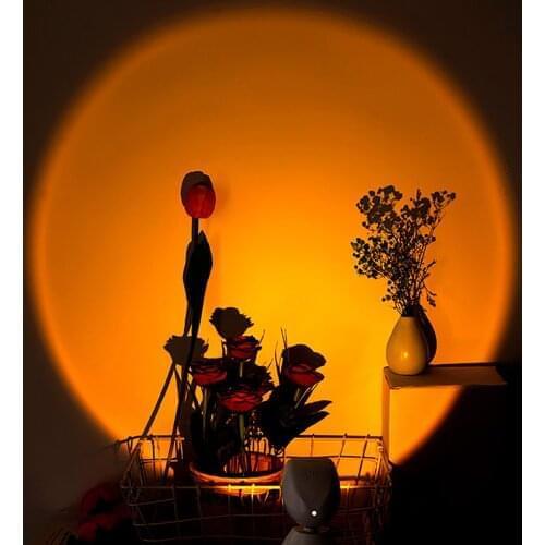 360 Degree Rotating Projector Lamp Party Living Room Bedroom Decoration Rainbow Sunset Atmosphere Lamps USB Operate Table Lamp