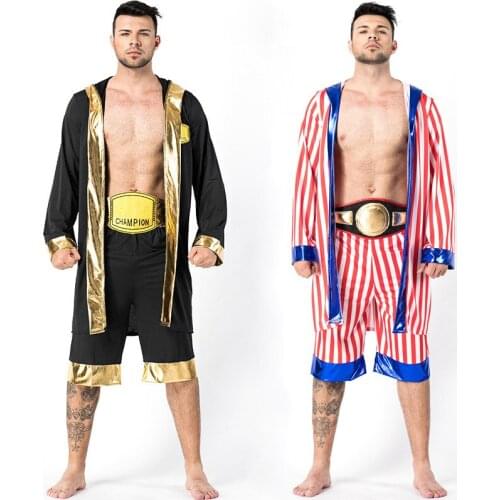 Adult Man Women Boxing Uniform Boxer Robe Costume Halloween Party Fancy Dress