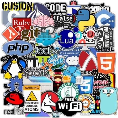 10/30/50pcs Pack Funny Programming Geek Java Sticker Waterpoof PVC Skateboard Guitar Luggage laptop Kids Graffiti Sticker Toys