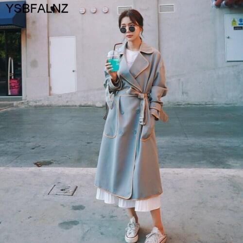 Jaqueta Corta Vento 2021 Womens Coat Striped Hit Color Lacing Slim Elegant Long Length Wild England Autumn Fashion Clothing New