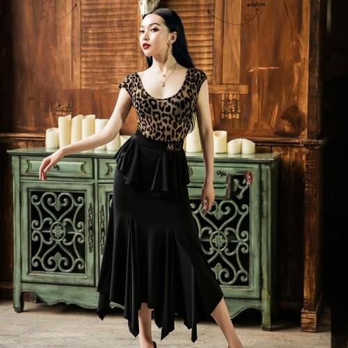 Latin Dance Dress Leopard Print Leotard Adults Cha Cha Rumba Samba Ballroom Flamengo Costumes Women Performance Wear DNV12274