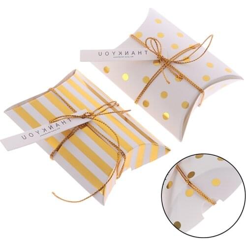 10pcs Promotion Pillow Shape Kraft Jewelry Candy Box Craft Paper Wedding Favor Gift Boxes Pie Party Box Bags Eco Friendly