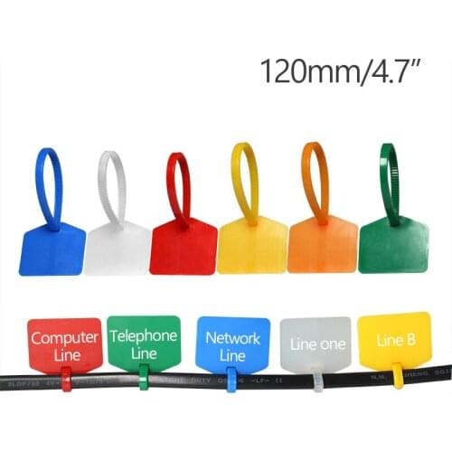 100 Nylon Cable Zip Ties Disposable Blank Plastic Ethernet Network Cable Label Tags Marker Management Self Locking 120mm/4.7"