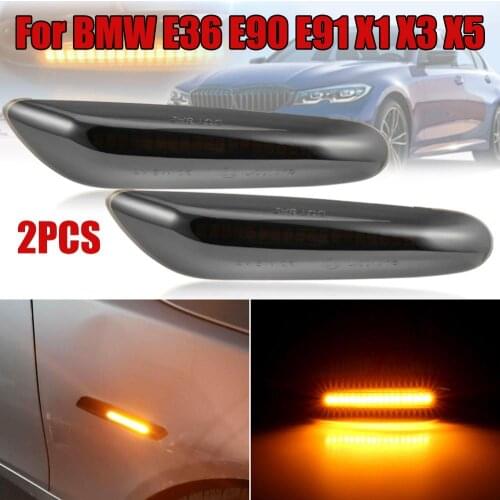 2PCS Smoked LED Dynamic Side Marker Turn Signal For BMW E36 E90 E91 E92 X1 X3 X5