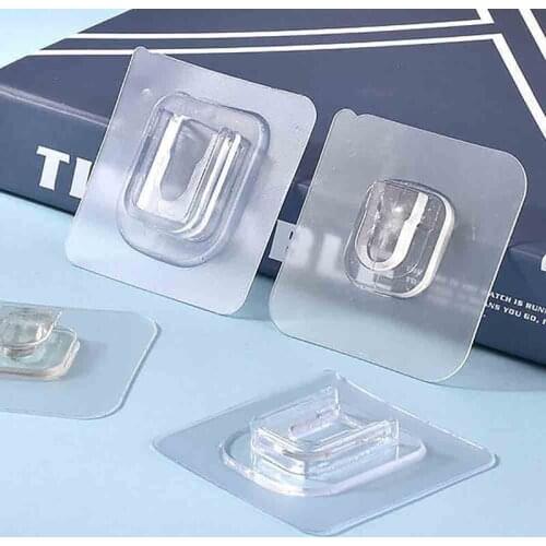 20/10/5Pairs Household Double-sided Self Adhesive Wall Hooks Seamless Hooks Reusable Anti-slip Wall Mounted Hook Organizer 6*6cm