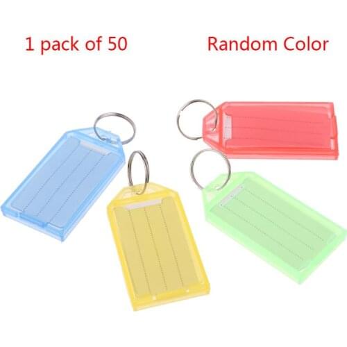 2020 New 50pcs Plastic Key ID Label Tags with Split Ring Keyring Name Address Hiking Window Luggage Card