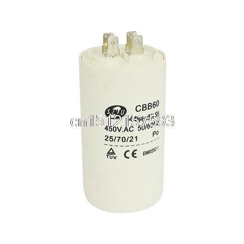 45uF 50/60HZ 450VAC CBB60 Motor Running Capacitor White for Washing Machine