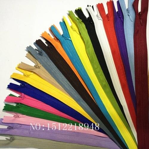 50pcs Colorful Nylon 3# Closed End Invisible Zippers 20 inch (50cm) Tailor Sewing Crafts 20 Color