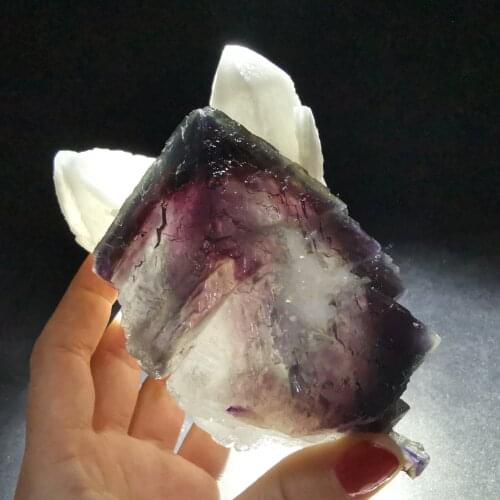 735.8g,Large grain, rare octahedral dream fluorite and crystal paragenetic mineral specimen QUARTZ GEM furniture decoration