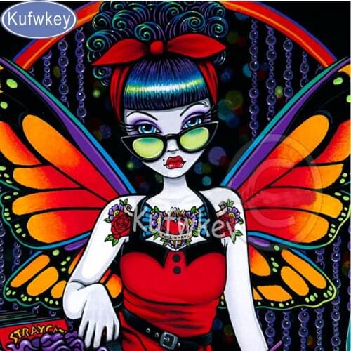 Full 5d Diamond Embroidery,Home Decor 3DIY butterfly girl angels diamond Painting Cross Stitch diamond Mosaic Needlework arts