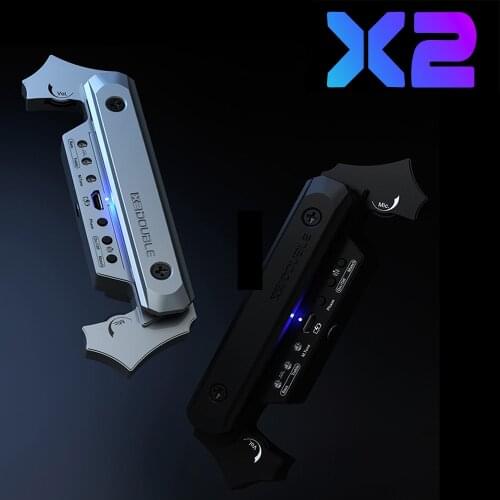 DOUBLE X2 Acoustic Guitar Pickup Wireless Soundhole Rechargeable Guitar Pickup with Receiver Mic for 80-120mm Acoustic Guitar