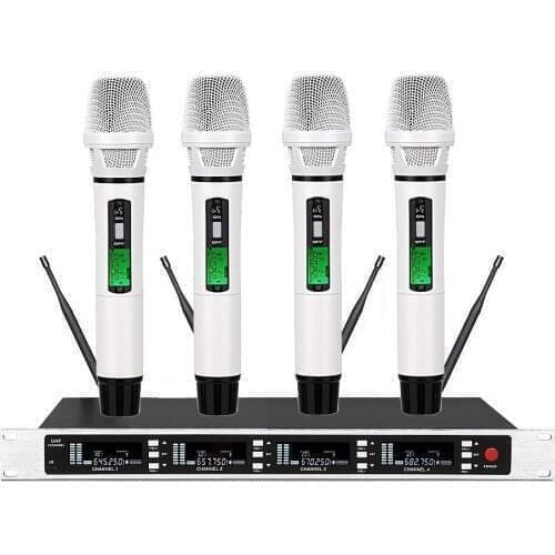 Bolymic Stage Performance Rap Home KTV Wedding Anchor Professional 4 Handheld Dual Wireless Microphone True Diversity