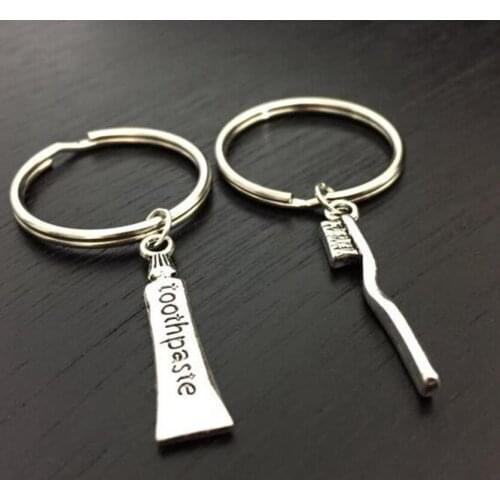 New Tooth Care Dentist Dental Hygienist Toothpaste Toothbrush Keychain Creative Keychain Friendship Friends Keychain Keyring