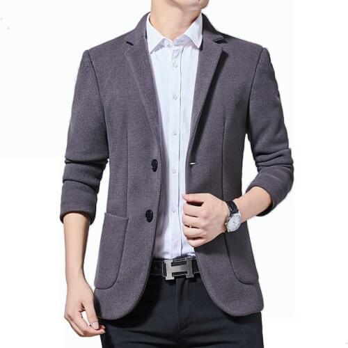 BROWON Winter New Woolen Mens Suits Blazers Slim Fit Clothes Smart Casual Jacket Clothing Date Work Social Mens Blazer Jacket