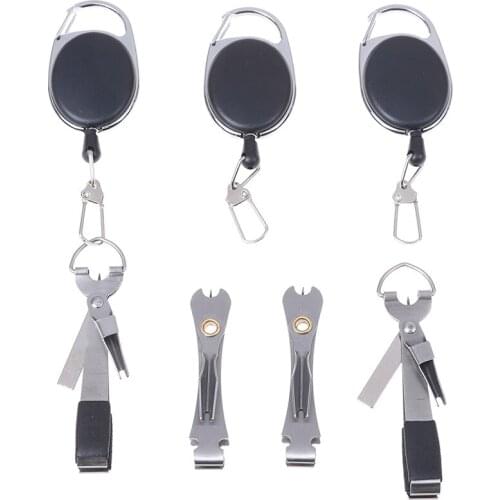 Fast Tie Nail Knotter Fly Tying Line Cutter Clipper Nipper w/ Zinger Retractor Tackle Accessories Fishing Quick Knot Tool
