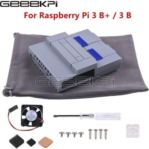 GeeekPi SNES Style Case NES Case Enclosure Kit with Cooling Fan Heatsinks for Raspberry Pi 3 Model B Plus / 3 B / 2 B / NESPi