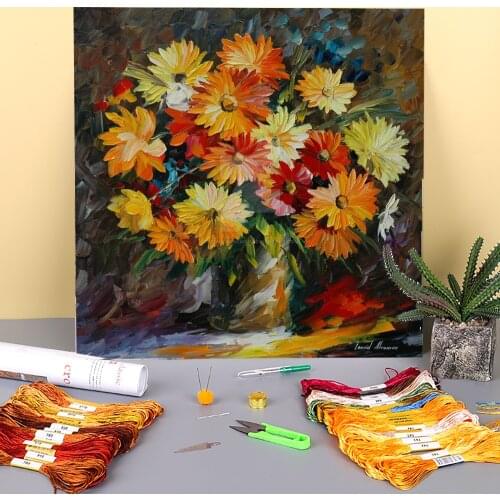 Colors Summer Pre-Printed 11CT Cross Stitch Patterns Embroidery DMC Threads Knitting Handiwork Handicraft Painting Decor