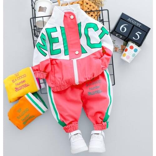 ZWY471 Autumn Kid Boy Girl Clothing New Casual Tracksuit Long Sleeve Letter Zipper Sets Infant Clothes Baby Pants 1 2 3 4 Years