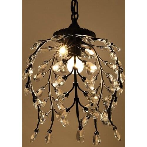 European-style creative simple crystal ceiling lamp E27 LED chandelier for bedroom living room dining room study aisle cafe bar