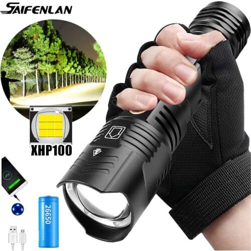 XHP100 Flashlight Torch 18650 26650 Rechargeable XHP 90.2 LED Flashlight Powerful Tactical Flash Light USB Zoom Lamp For Camping