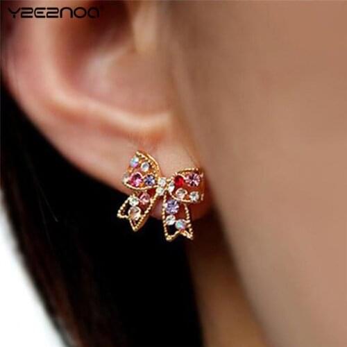 Allergy Free Fashion Earrings Women Jewelry New Latest Designs JETTING Rhinestone Bowknot Ladies Earrings