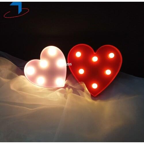 Ins hot style chic wind led heart decoration lamp for kids bedroom night light living room and party decoration