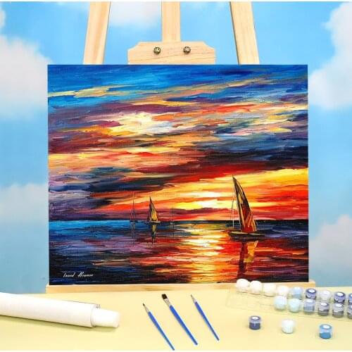 Scarlet Sails Painting By Numbers Set Acrylic Paints 40*50 Canvas Painting Wall Decoration For Kids Wholesale Wall Handiwork