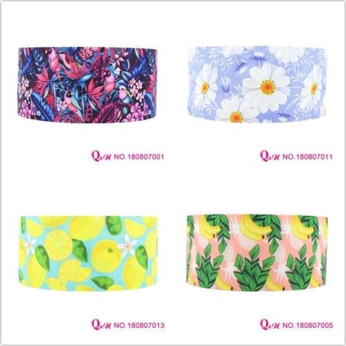 Q&N Ribbon 16mm 22mm 25mm 38mm 50mm 75mm Flower & Animal Grosgrain Ribbon Webbing 50yards/Roll For Headband
