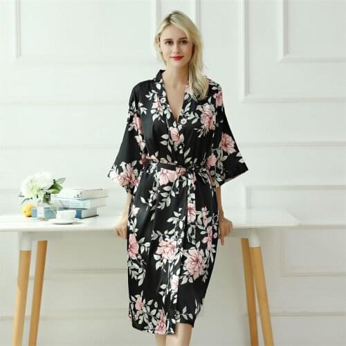 Summer Hot Style V Neck Nightdress Ladies Silk Pijamas Cardigan Kimono Bathrobe Female Robe Sleepwear Women Pajama Home Clothes