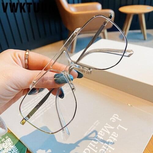 VWKTUUN Blue Light Blocking Glasses Irregular Eyeglasses Men Optical Glasses Frames Anti Blue Light Twin Beams Myopia Glasses