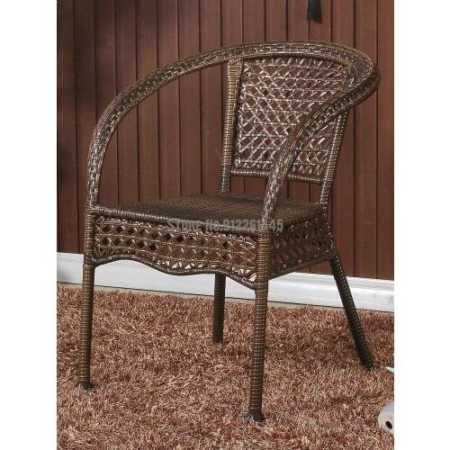 Wicker chair single backrest rattan chair home cafe modern rattan armrest dining chair single balcony home