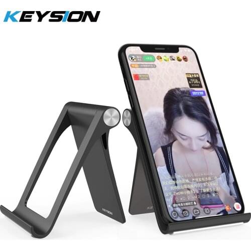 KEYSION Live Phone Holder Stand for iPhone 11 Pro Max Foldable Mobile Phone Stand for Samsung S10 Desk Tablet Stand for Xiaomi