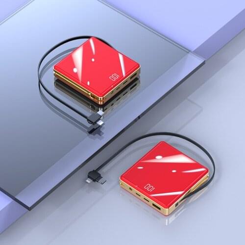 20000mAh Poartable Mini Power Bank Built-in Cable Powerbank Fast Charging External Battery Power Charger For smart Mobile Phone