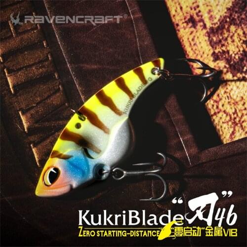 RAVENCRAFT New R46 Blade Bait 46mm 9g Sinking Metal Vib Lures Vibration Artificial Vibe With BKK Treble Hook For Bass Pike Fish
