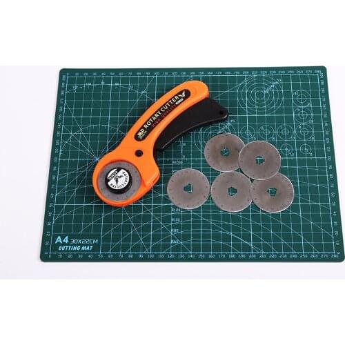 Rotary Cutter 45mm Sset Sewing Tool Leather Craft PVC Cutting Mat Model Carving Knife Double Sided Multi Size Non Slip Handmade