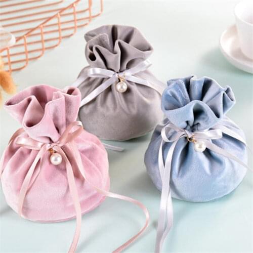 Christmas Apple Storage Boxes Candy Bags 13.5x10cm Velvet bag Jewelry Packing Velvet Drawstring Pouch with ribbons tablewares