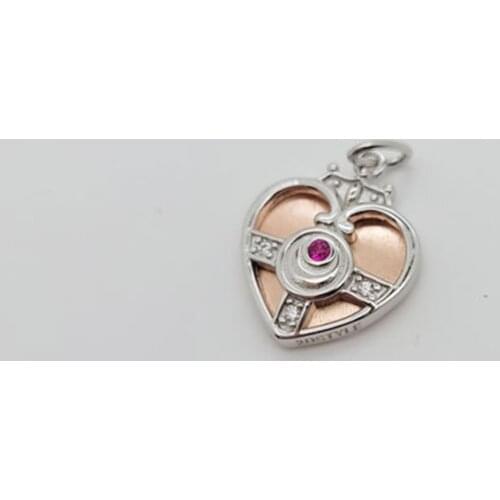 Anime Sailor Mooon Heart Shape S925 Sterling Silver Charms Beads For Bracelet Necklace Making DIY Jewelry Women Pendant Gifts