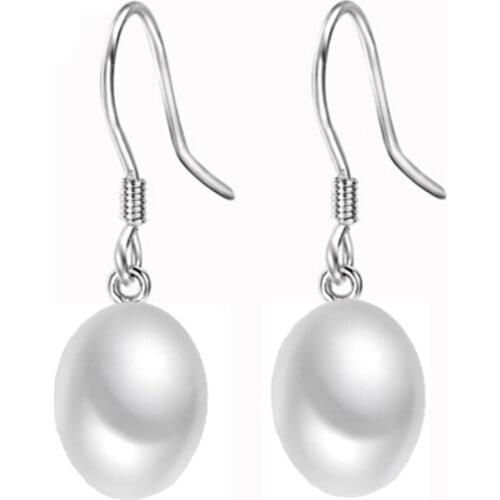 Genuine 925 sterling silver freshwater pearls hook earring higt luser 7.5mm-8mm pearls valuable fine jewelry