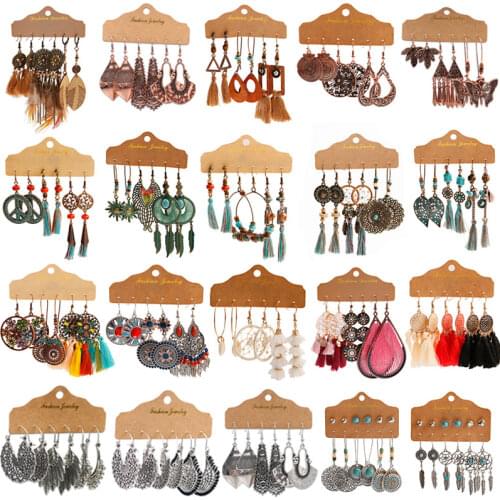 Boho Ethnic Dangle/Round Earrings For Women Vintage Fashion 2021 Earrings Sets Pendientes Earring Unusual Pendant Jewelry Female