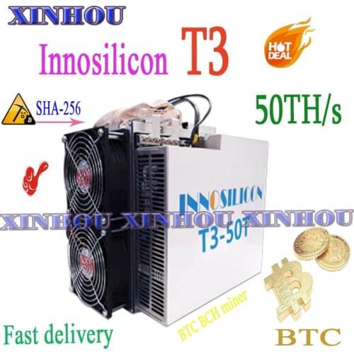 Old Asic BTC BCH Miner Innosilicon T3 50T With PSU better than T2T Antminer S9 S19 S17 T19 T17 T17e WhatsMiner M3X M21S M20S A10