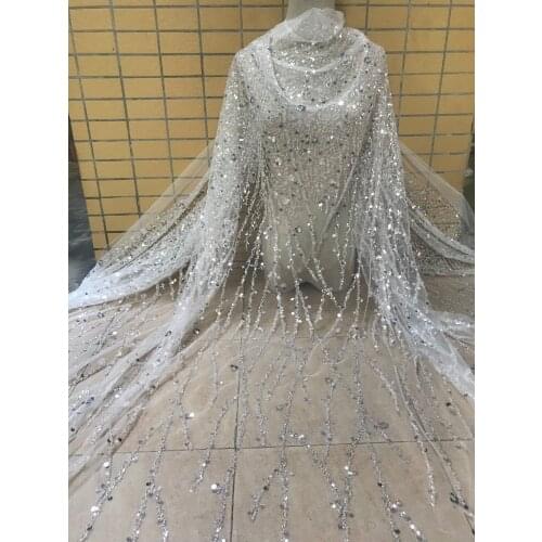 Super quality embroidered tulle lace fabric for wedding dress J-108684 Nigerian french tulle lace fabric