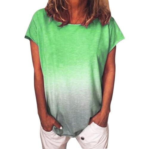 80%HOT Plus Size Women Casual Tie Dye T-Shirt Summer Round Neck Short Sleeve Tee Top