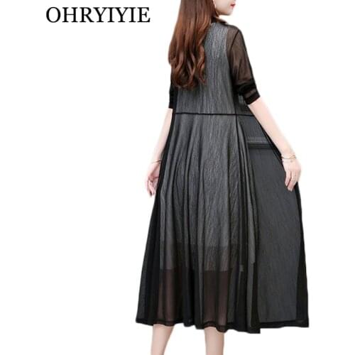 OHRYIYIE Plus Size 5XL Summer Women Long Thin Cardigan Sweater Poncho 2021 Casual Long Sleeve Knitted Sweater Female Tops Coat