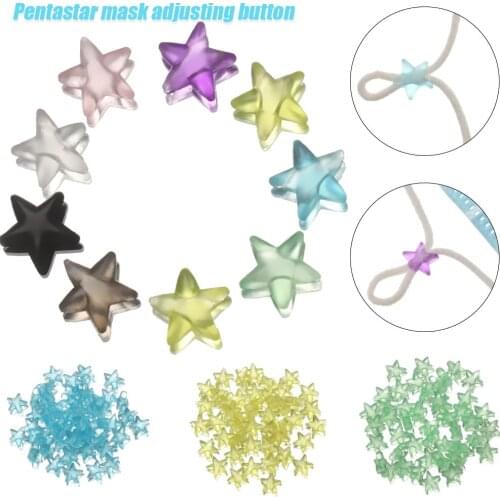 100pc New Pentagram Silicone Cord Locks Lanyard Buckle Anti Slip Stopper Adjusting Pvc Soft Rubber Rope Button Masks Accessories